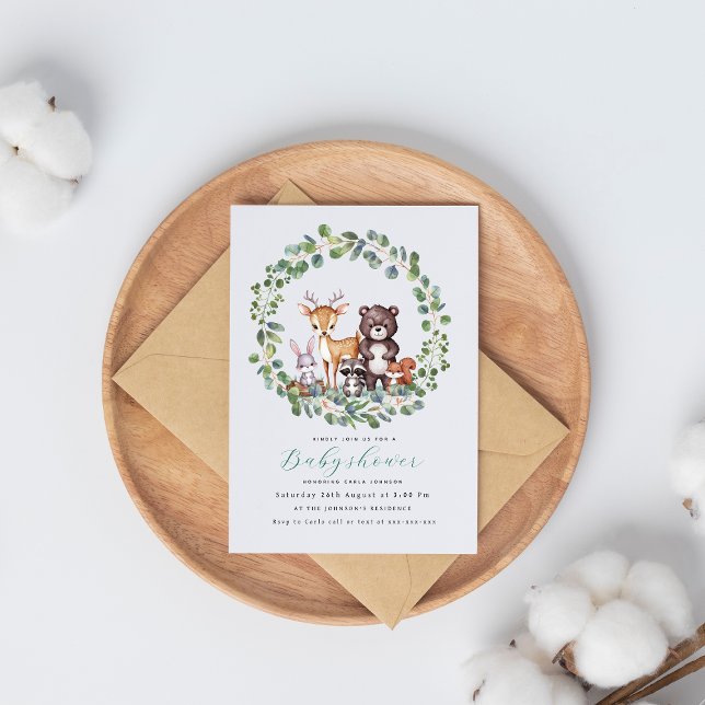 Invitation baby shower des animaux des bois (Créateur téléchargé)