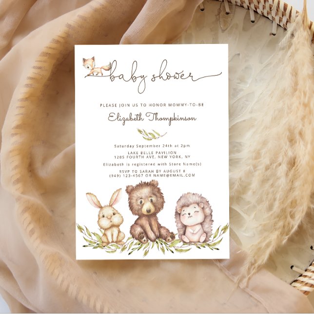 Invitation Baby shower des animaux des bois (Créateur téléchargé)