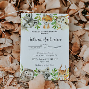 Invitation Baby shower des animaux des bois