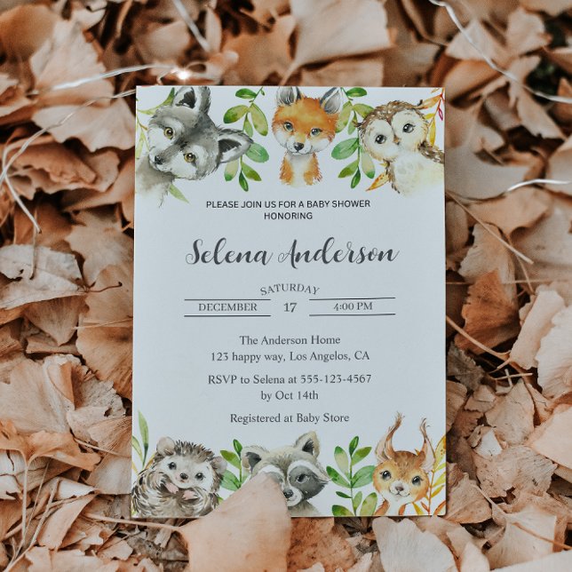 Invitation Baby shower des animaux des bois (Créateur téléchargé)