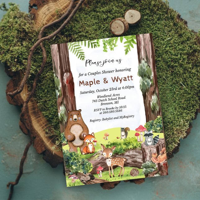 Invitation Baby shower des animaux des bois (Créateur téléchargé)