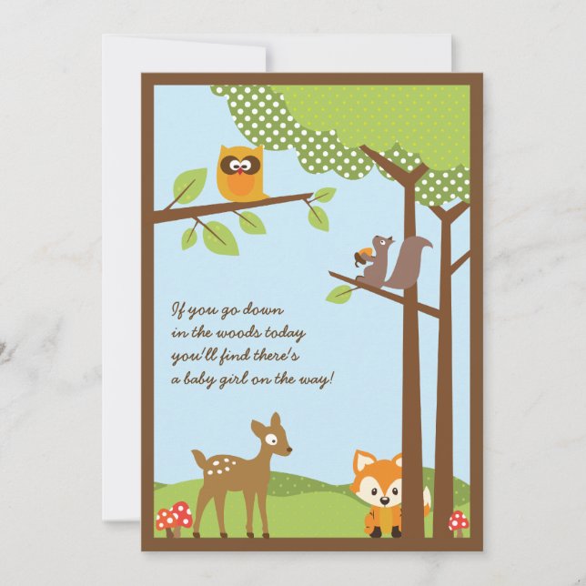 Invitation Baby shower des animaux des bois (Devant)