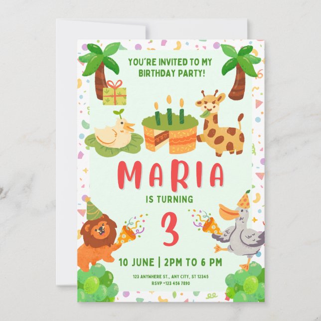 Invitation Baby shower des animaux des bois (Devant)