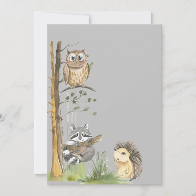 Invitation Baby shower des animaux des bois (Devant)
