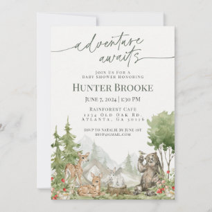 Invitation Baby shower des animaux des bois Woodsy