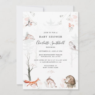 Invitation Baby shower des animaux forestiers