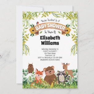 Invitation Baby shower des animaux forestiers
