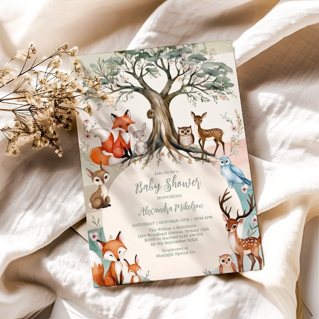 Invitation Baby shower des animaux forestiers (Créateur téléchargé)