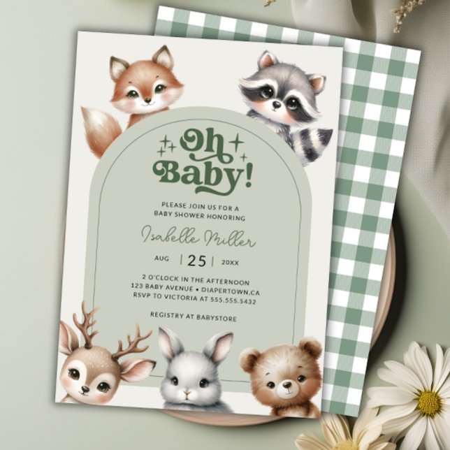 Invitation Baby shower des animaux forestiers (Woodland Forest Animals Baby Shower Invitation)