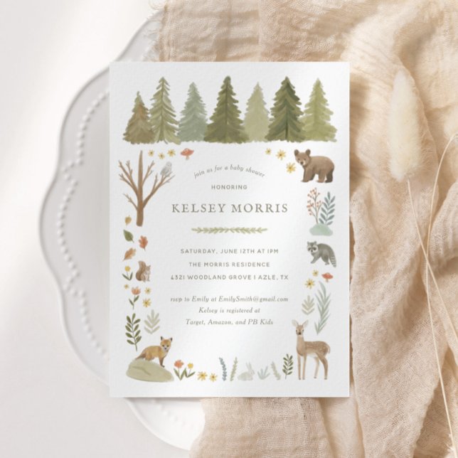 Invitation Baby shower des animaux forestiers (Créateur téléchargé)