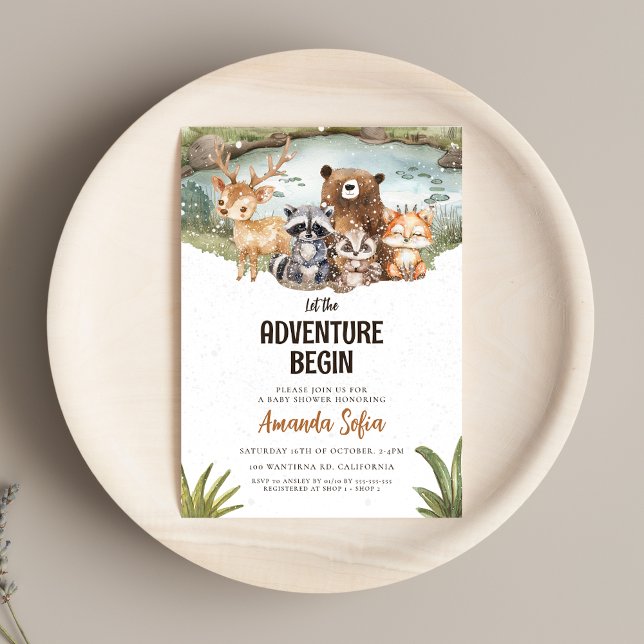Invitation Baby shower des animaux mignons de bois d'hiver (Créateur téléchargé)