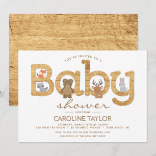 Invitation Baby shower des animaux rustiques de bo