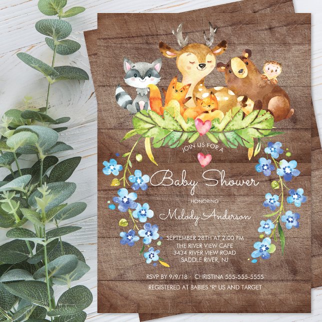 Invitation Baby shower des animaux rustiques de bo (Créateur téléchargé)