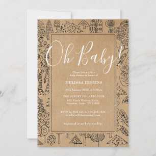 Invitation Baby shower des arbres rustiques