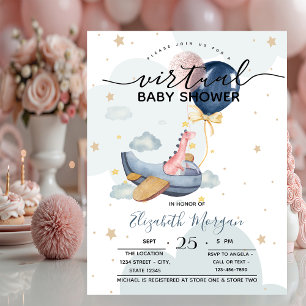 Invitation Baby shower des ballons Dino de l'avion