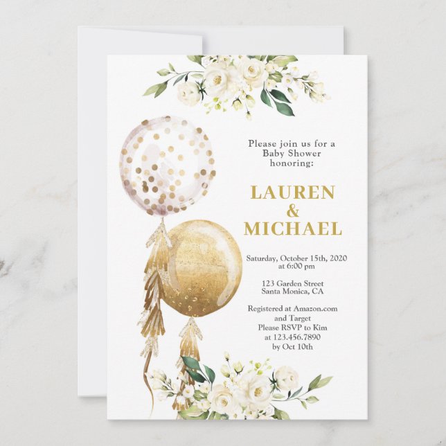 Invitation Baby shower des ballons neutres selon le sexe Invi (Devant)