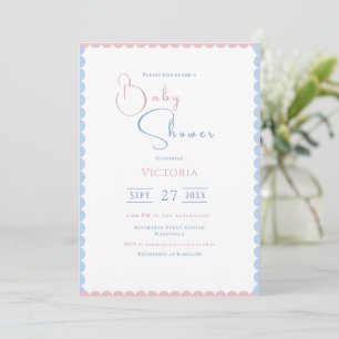 Invitation Baby shower des ballons rose et bleu
