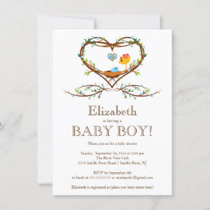 Invitation Baby shower des bébés coeurs modernes Boys