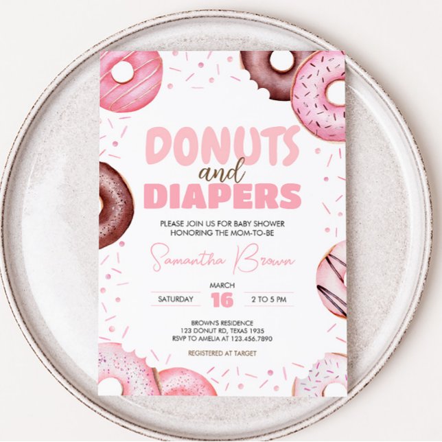 Invitation Baby shower des beignes et des plongeurs roses (Pink Sweet Sprinkle Baby Shower Invitation)