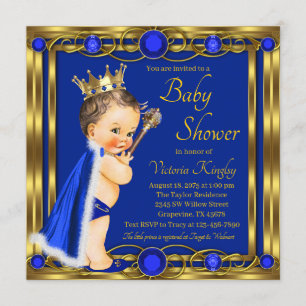 Invitation Baby shower des bijoux Blue Gold