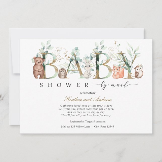 Invitation Baby shower des bois par Mail Forest Animaux (Devant)