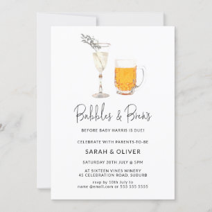 Invitation Baby shower des bulles et des brasseries d'aquarel
