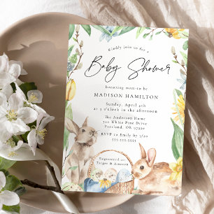 Invitation Baby shower des Bunnies de printemps d'aquarelle