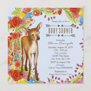 Invitation Baby shower des cerfs de Woodland