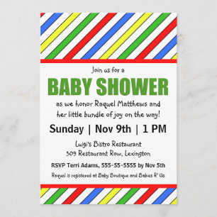 Invitation Baby shower des couleurs primaires des bandes lumi