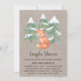 Invitation Baby shower des Couples de renard forestier d'hive