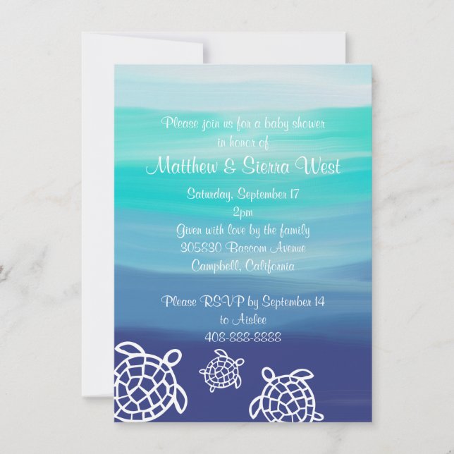 Invitation Baby shower des couples de tortues de mer de Honu (Devant)