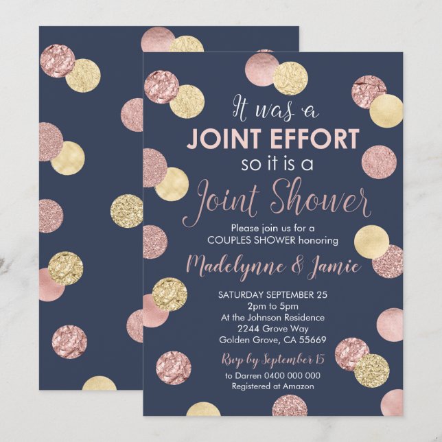 Invitation Baby shower des couples Effort conjoint (Devant / Derrière)