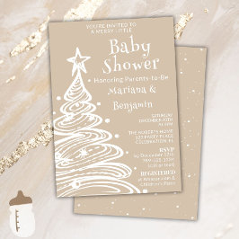 Invitation Baby shower des couples neutres beige de Noël