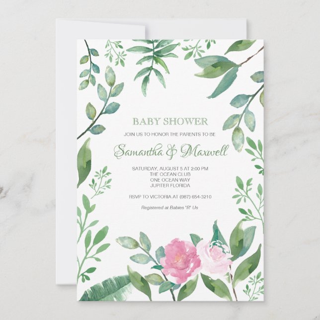 Invitation Baby shower des couples Roses roses (Devant)