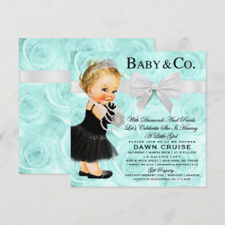 Invitation Baby shower des diamants et des perles