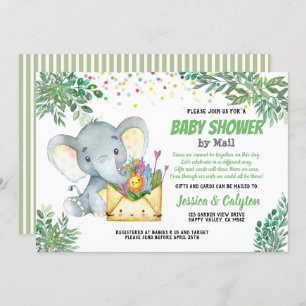 Invitation baby shower des éléphants de verdure par courrier