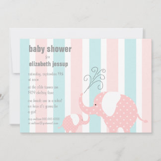 Invitation Baby shower des éléphants - rose