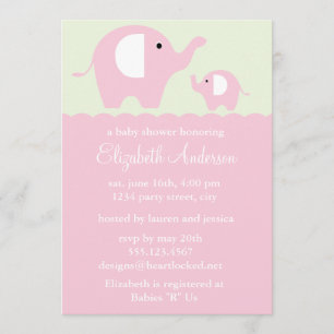 Invitation Baby shower des éléphants roses