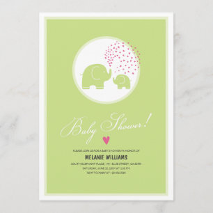 Invitation Baby shower des éléphants verts élégant
