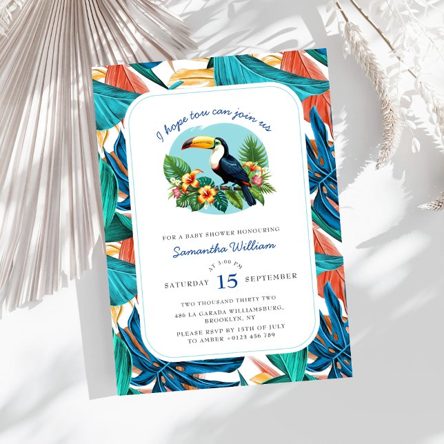 Invitation Baby shower des étés tropicaux du Toucan (Créateur téléchargé)