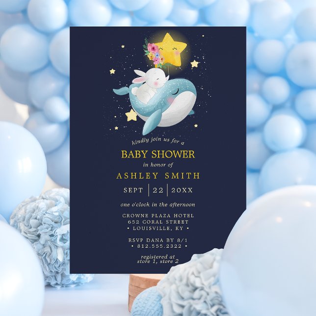 Invitation Baby shower des étoiles de la marine baleine et la (Créateur téléchargé)