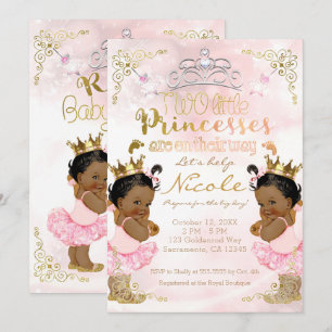 Invitation Baby shower des femmes noires jumelles roses