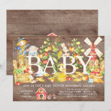 Invitation Baby shower des fermiers mignons