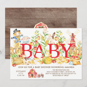 Invitation Baby shower des fermiers mignons