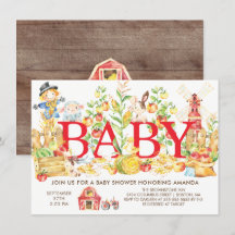 Invitation Baby shower des fermiers mignons