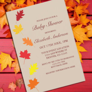 Invitation Baby shower des feuilles d'automne