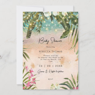 Invitation baby shower des feux d'orchidées tropicales