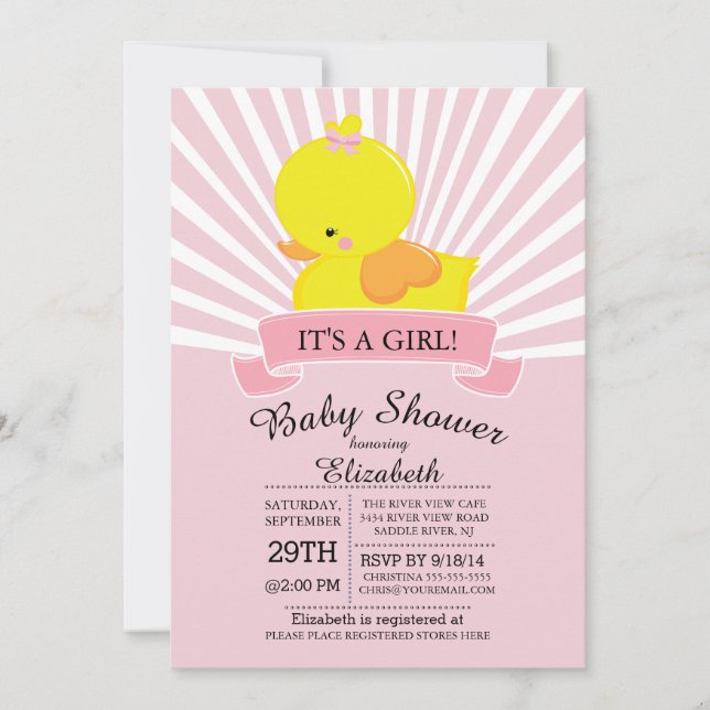 Invitation Baby shower des filles de canard en cao (Devant)