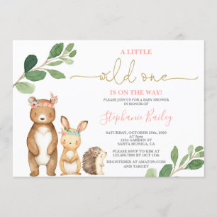 Invitation Baby shower des filles de Woodland