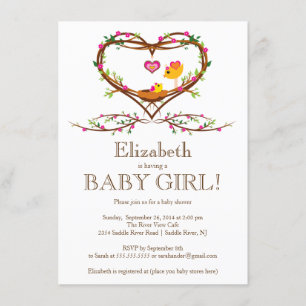 Invitation Baby shower des filles des Coeurs modernes